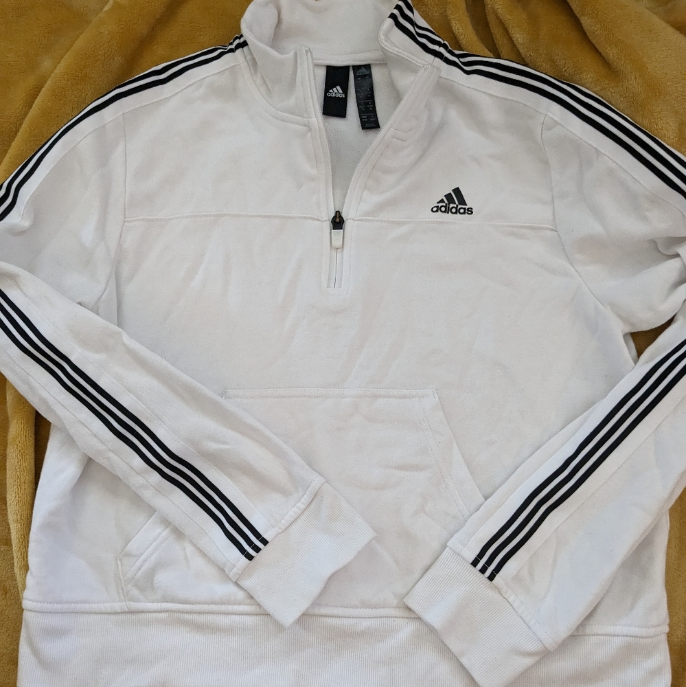 Women's Adidas cropped quarter zip sweatshirt with kangaroo pocket
